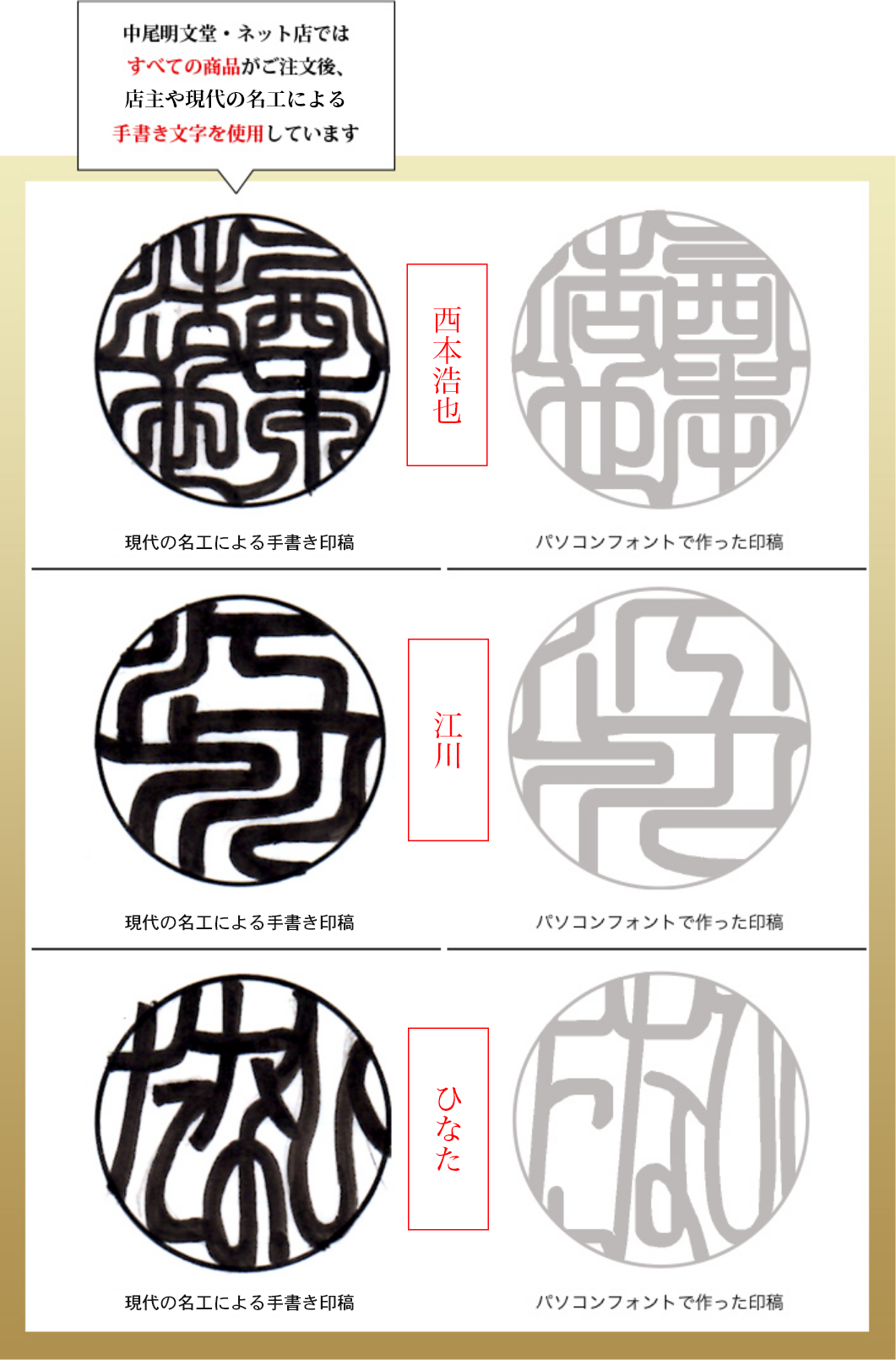 「黄綬褒章」受賞作家による手書き印稿と パソコンフォントで作った印稿の比較