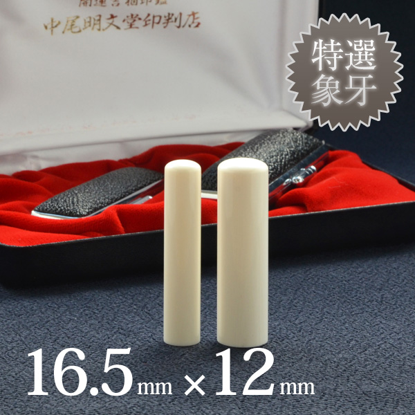 象牙（特選）の実印16.5mm・認印12mm 2本セット